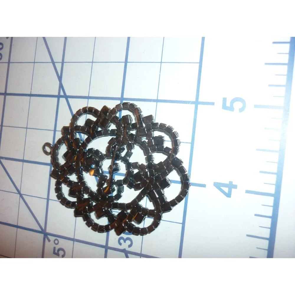 Vintage Clear Rhinestone Rosette Brooch Pin Pendant Silver Tone Openwork